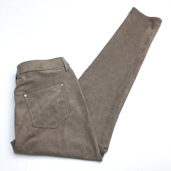 Chico's Women's Tan Faux Suede Jeans Straight Leg size 8 / 10 length 30" - Picture 9 of 10